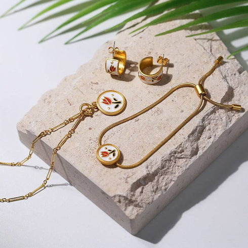 Vintage Tulip Glaze Necklace Bracelet Earrings (Purchase Individually) - Zafari Studio Jewelry